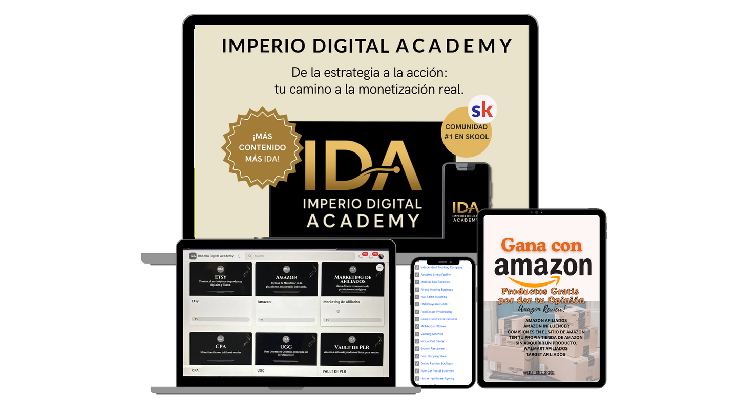 IDA: PLAN VIP ACADEMIA IDA + BONOS + GUIA DE AMAZON
